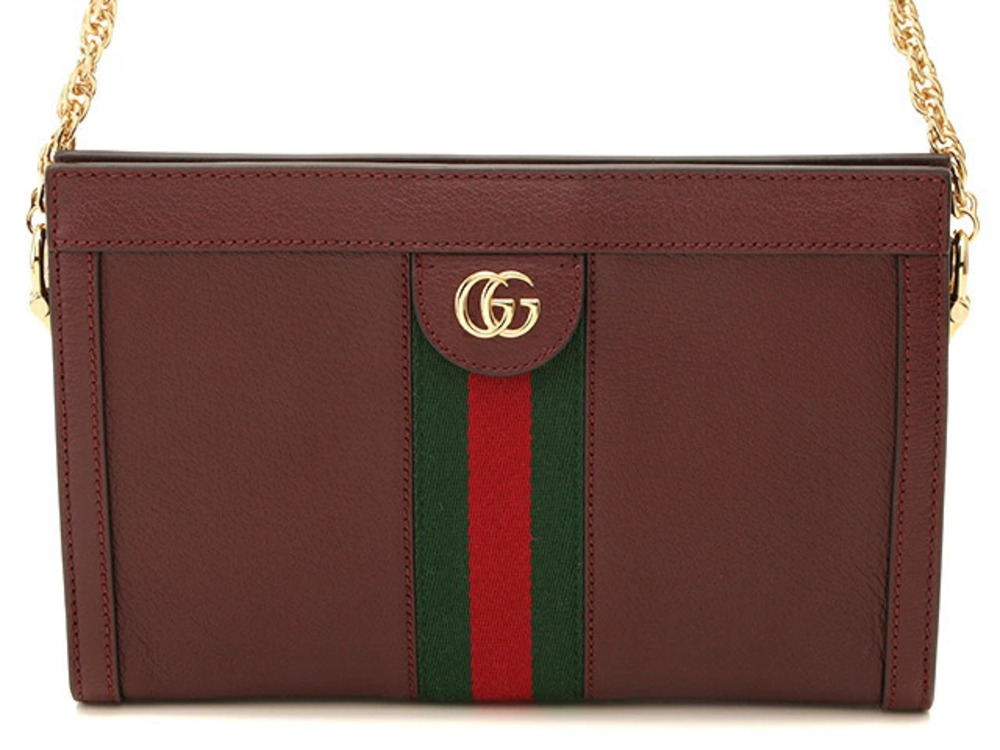 Gucci Ophidia GG Shoulder Bag Bordeaux Purple Brown Leather